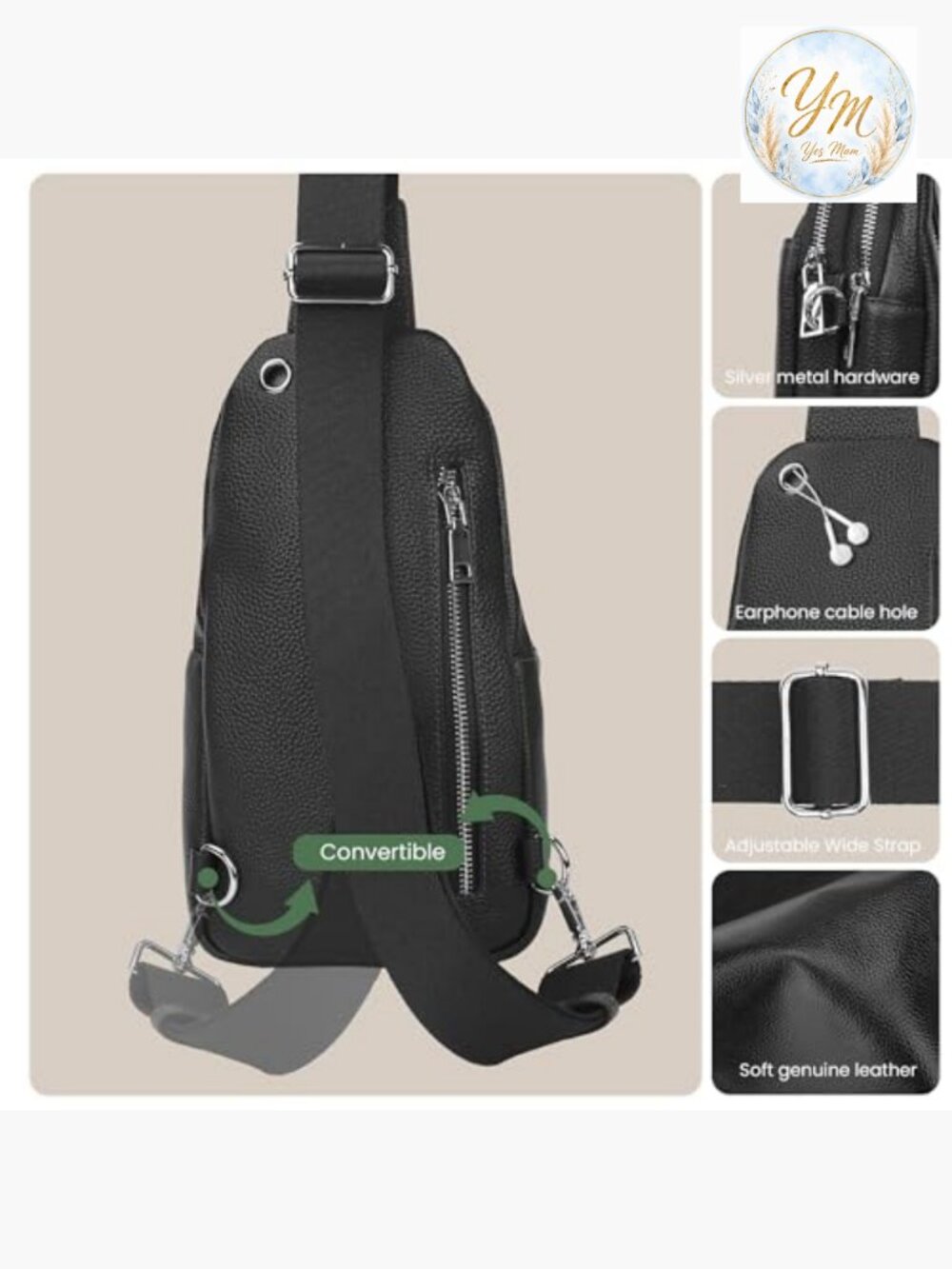 Genuine Leather Anti-Theft Crossbody Sling Bag with RFID Slots - Picture 6 of 7